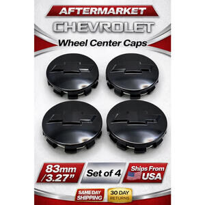Chevrolet Replacement Wheel Center Caps Gloss Black  83mm 3.25” Set of 4